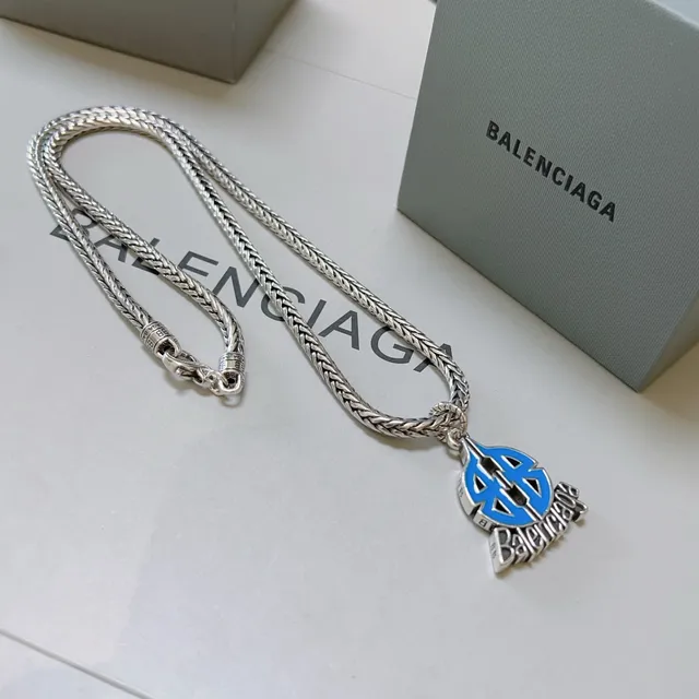 Balenciaga BB Logo Enamel Pendant Necklace 9