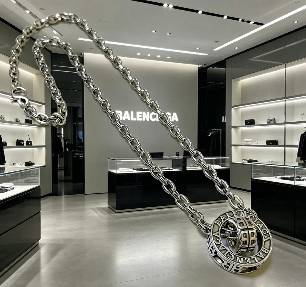 Balenciaga BB Collier pendentif Argent et Or-Ton 3