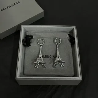 Balenciaga Pendientes Torre Eiffel Cristal Tono Plata