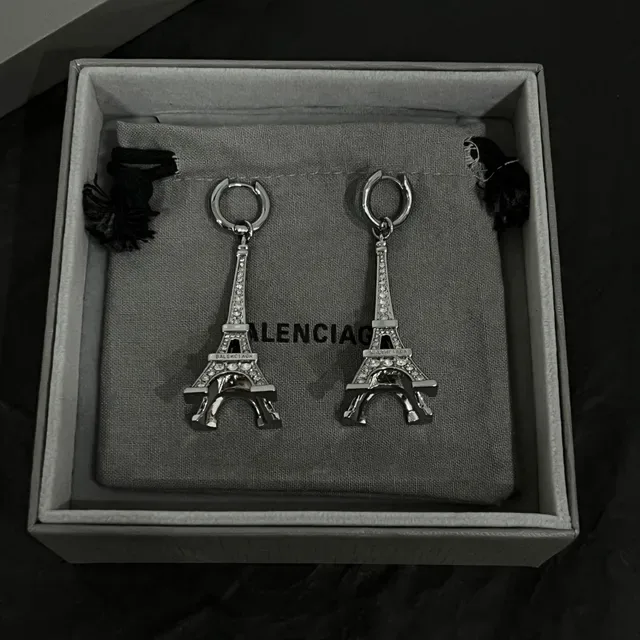 Balenciaga Eiffel Tower Crystal Silver-Tone Earrings 6