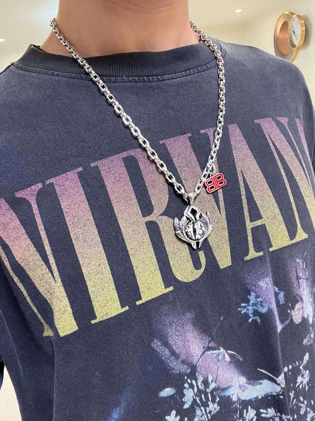 Balenciaga Eye Argent Rouge Chaîne Curb Motif Pendentif 8