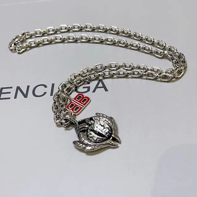 Balenciaga Eye Argent Rouge Chaîne Curb Motif Pendentif 9