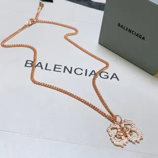 Balenciaga Flower BB Pendant Rose-Gold Chain Necklace