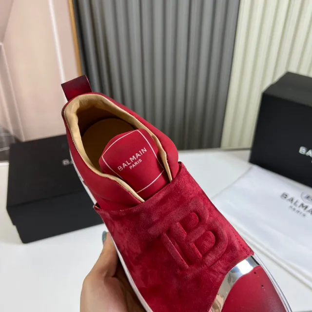 Balenciaga Vermelho Prata Slip-On Camurça Superior Lifestyle Sneakers 3