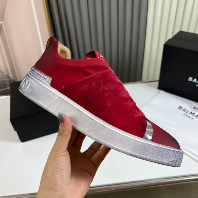 Balenciaga Vermelho Prata Slip-On Camurça Superior Lifestyle Sneakers 4