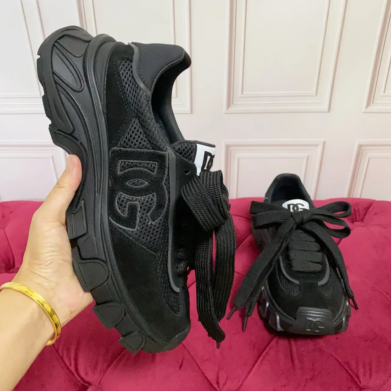Balenciaga Runner Tênis pretos de malha e camurça chunky 4