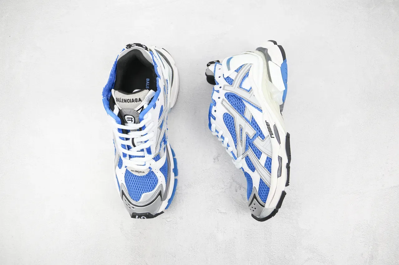 Balenciaga Runner White Blue Silver Chunky Sneakers 3