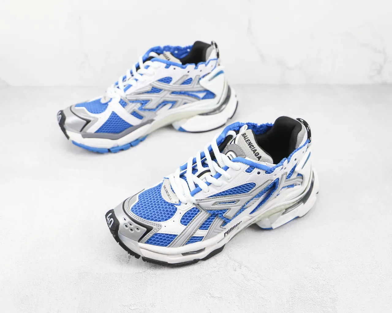 Balenciaga Runner White Blue Silver Chunky Sneakers 4