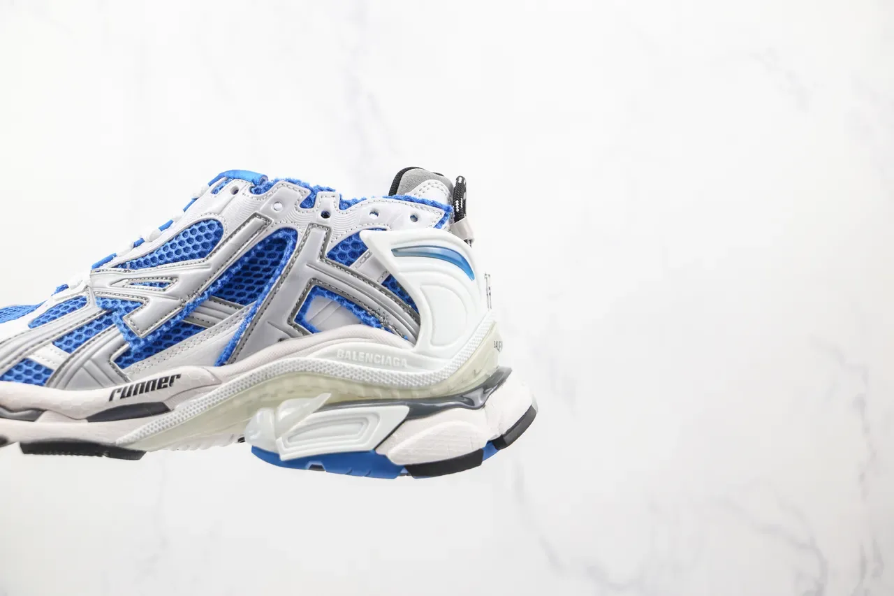 Balenciaga Runner White Blue Silver Chunky Sneakers 7