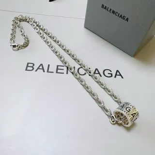 Balenciaga Collar Cadena Plata Colgante Cilíndrico