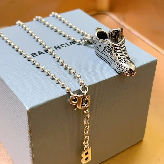 Balenciaga Sneaker Pendant Silver-Tone Ball-Chain Necklace 3