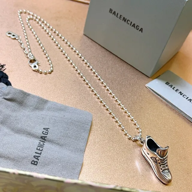 Balenciaga Sneaker Pendant Silver-Tone Ball-Chain Necklace 4