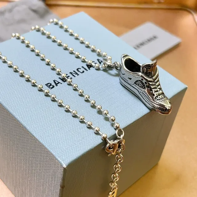 Balenciaga Sneaker Pendant Silver-Tone Ball-Chain Necklace 6