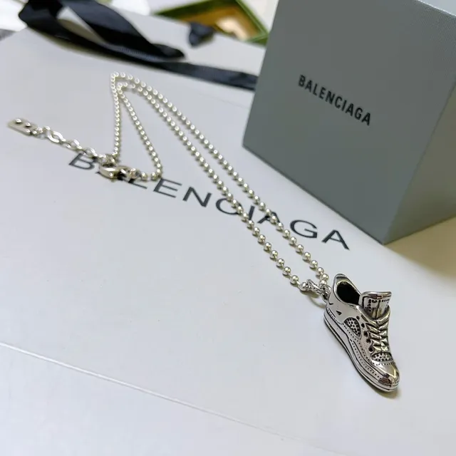 Balenciaga Sneaker Pendant Silver-Tone Ball-Chain Necklace 7