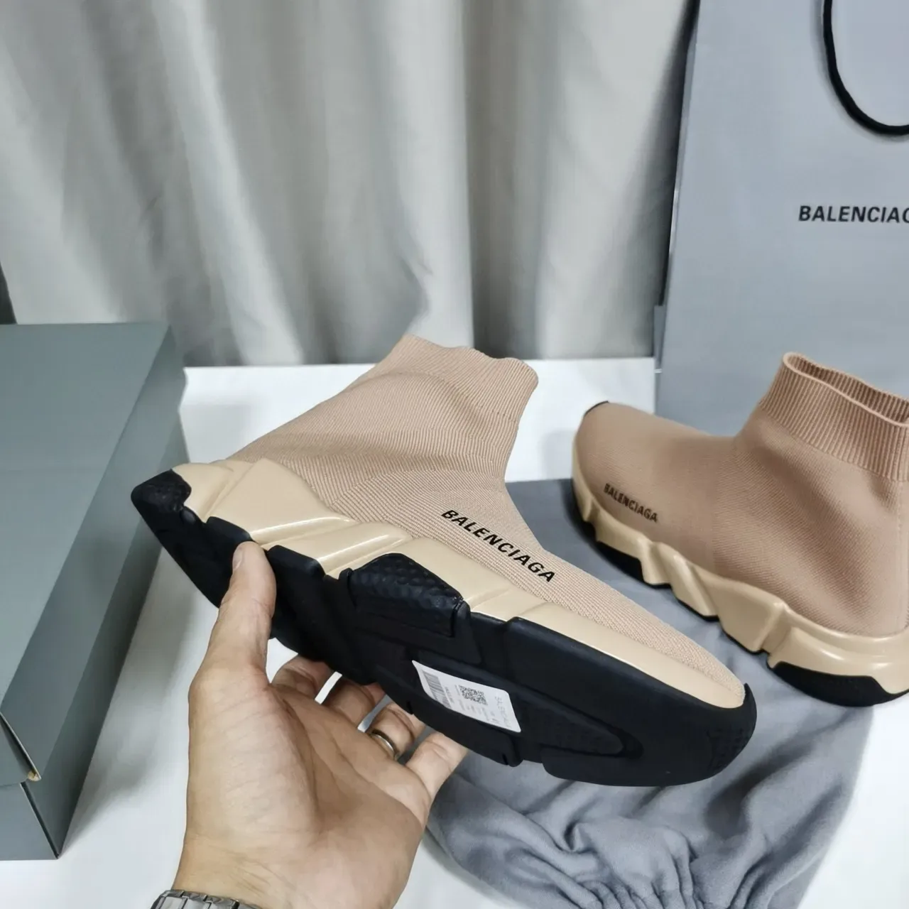 Balenciaga Speed Trainer Beige Sock-Fit Lifestyle Sneakers 2