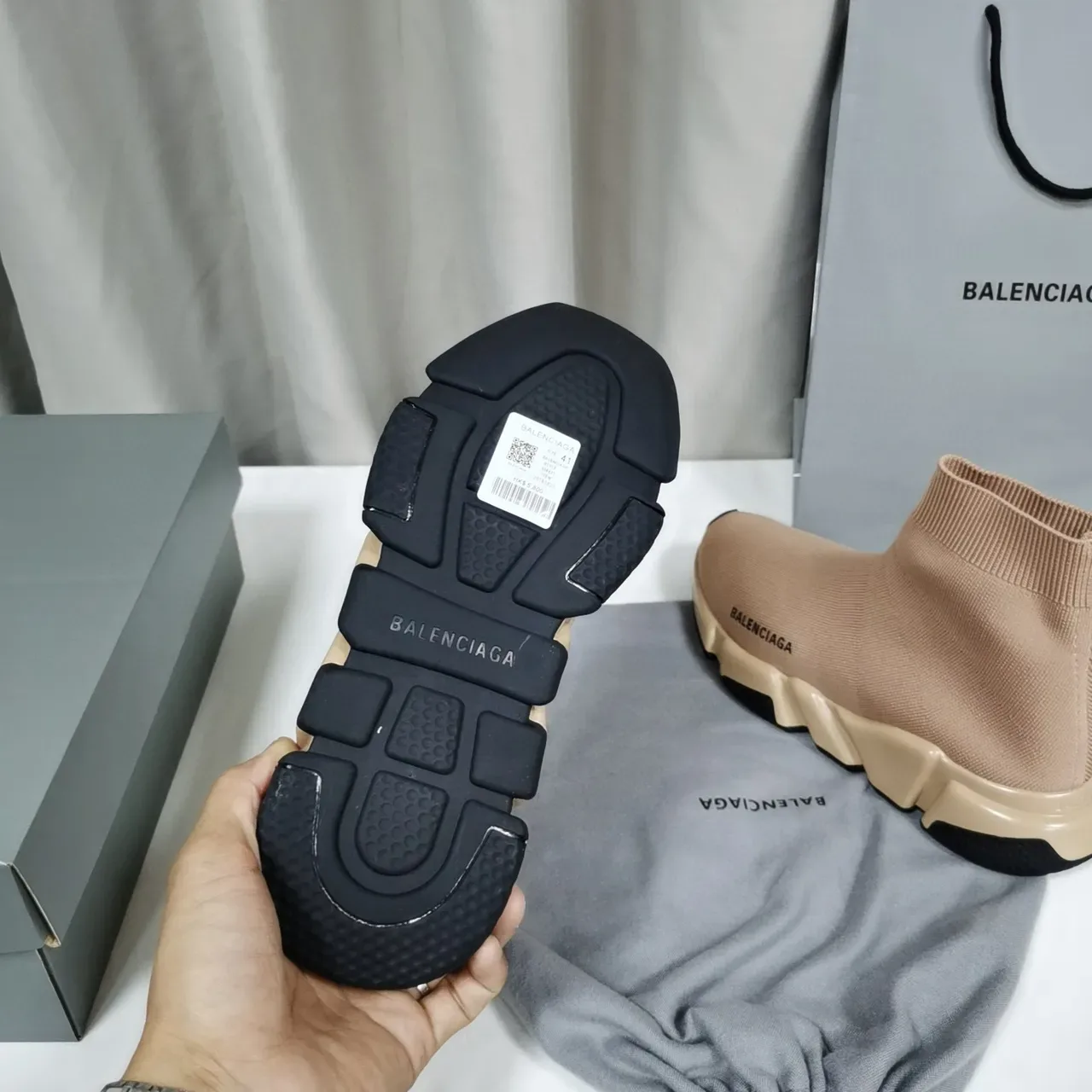 Balenciaga Speed Trainer Beige Sock-Fit Lifestyle Sneakers 3