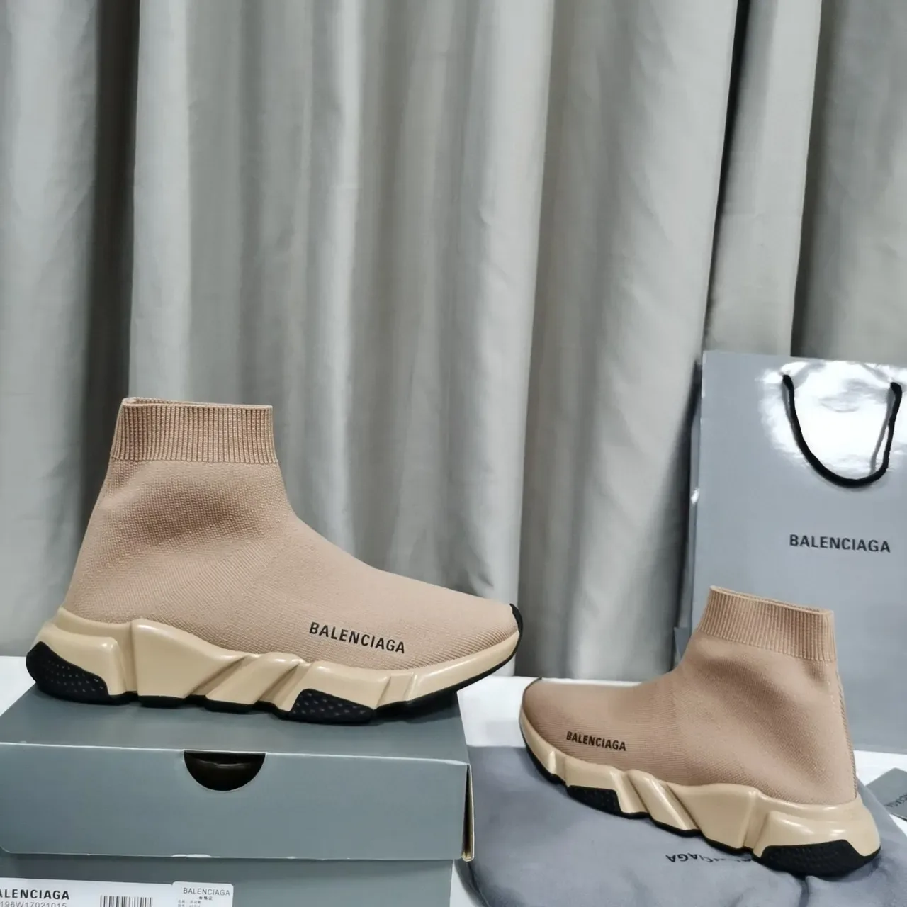 Balenciaga Speed Trainer Beige Sock-Fit Lifestyle Sneakers 5