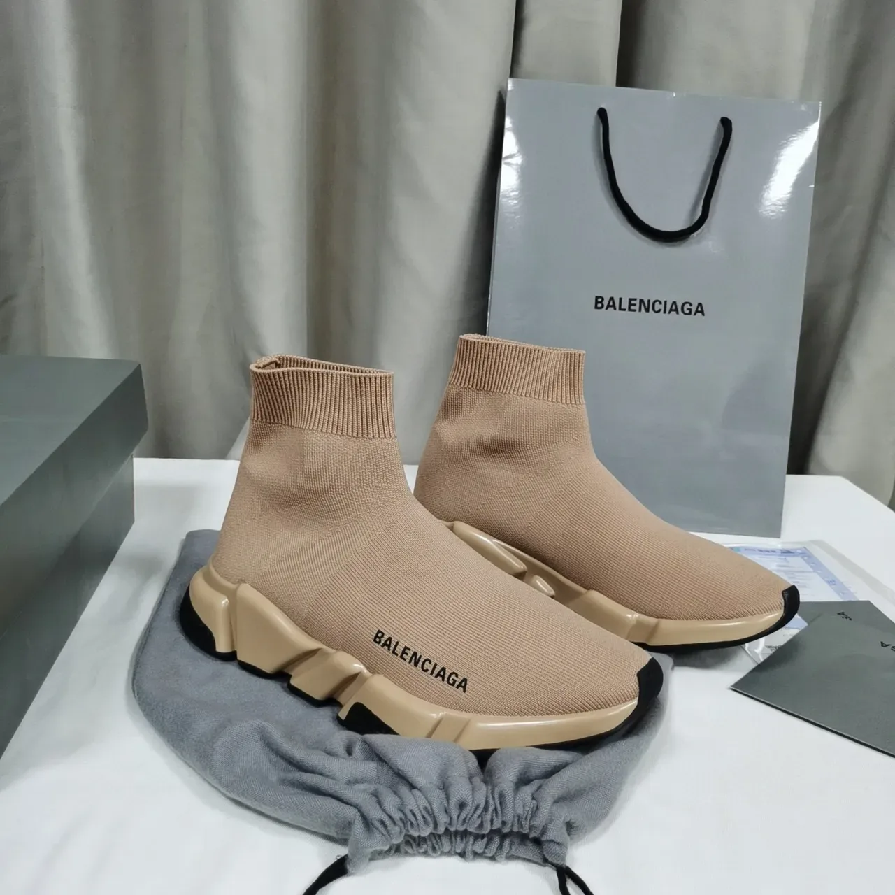 Balenciaga Speed Trainer Beige Sock-Fit Lifestyle Sneakers 8
