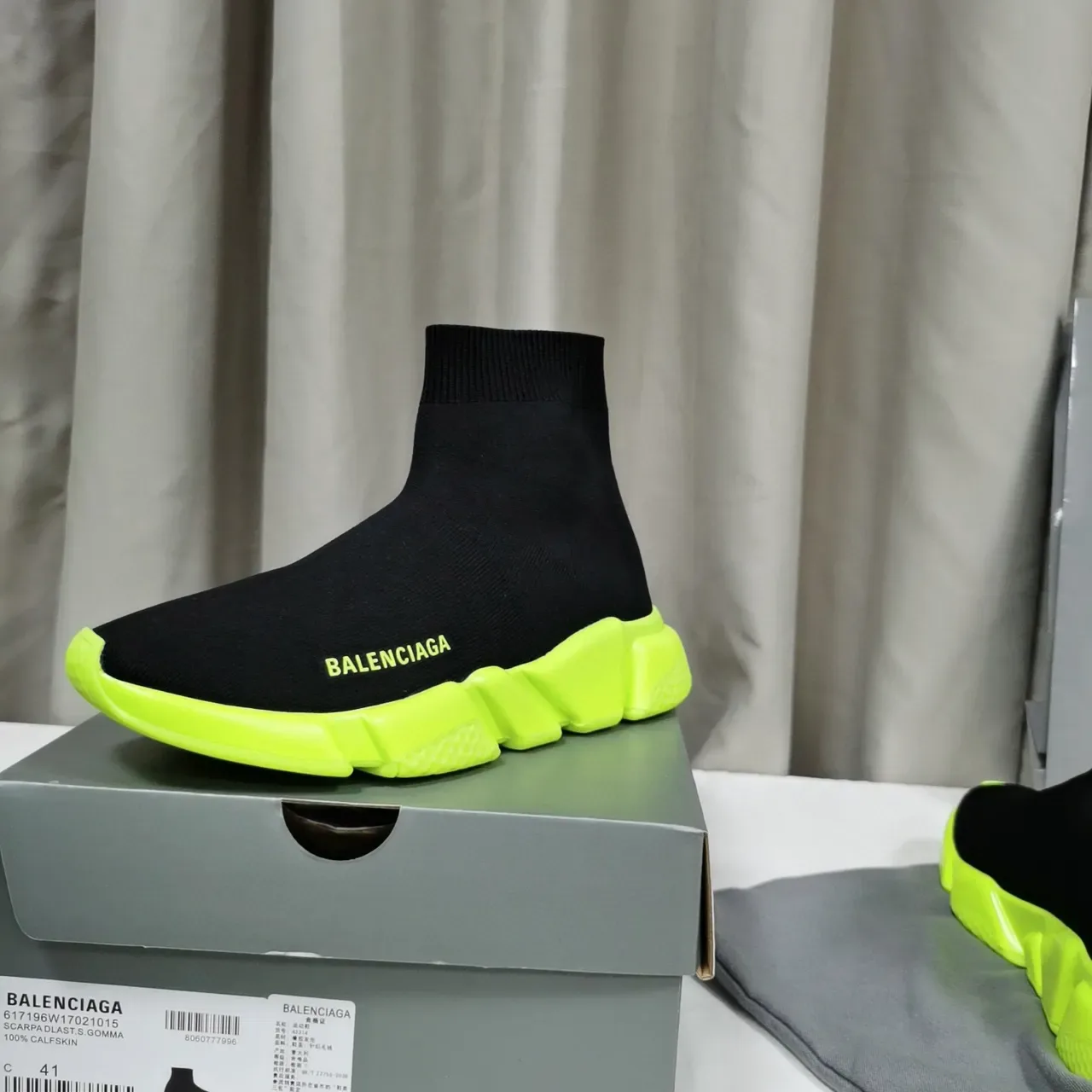 Balenciaga Speed Trainer Black and Neon Yellow Lifestyle Sneakers 3