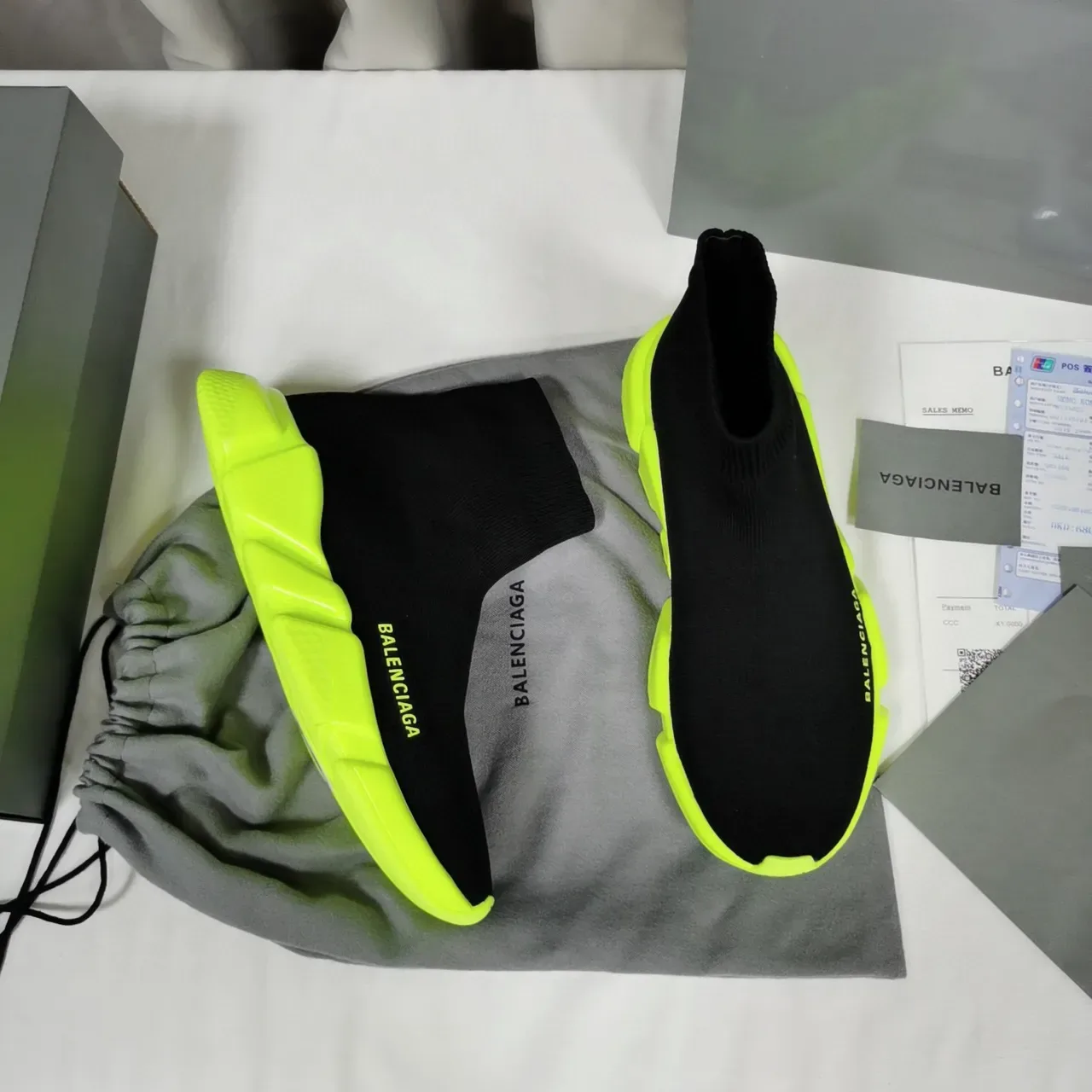 Balenciaga Speed Trainer Black and Neon Yellow Lifestyle Sneakers 6