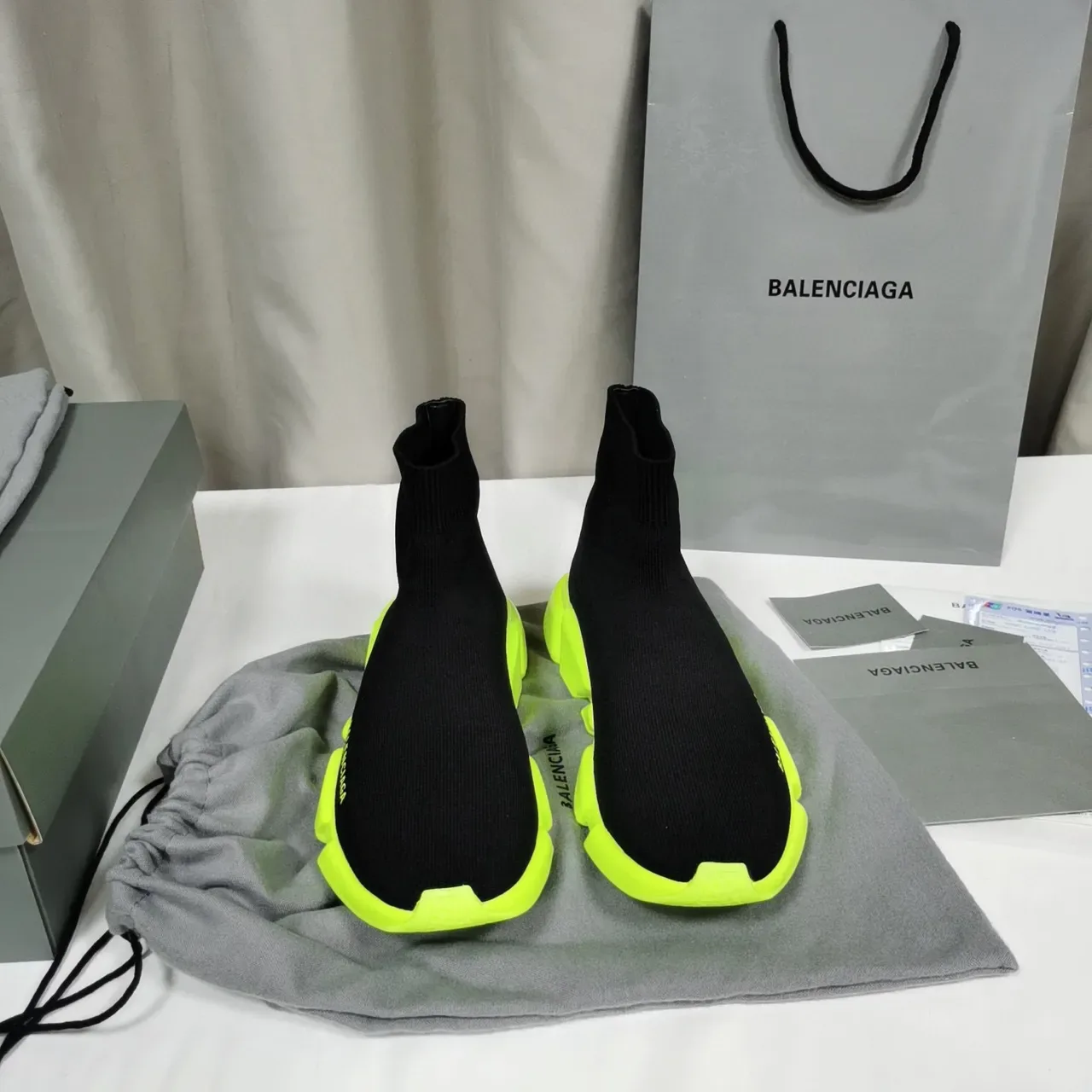 Balenciaga Speed Trainer Black and Neon Yellow Lifestyle Sneakers 7