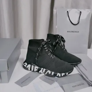 Balenciaga Speed Trainer Tênis chunky pretos de tricô