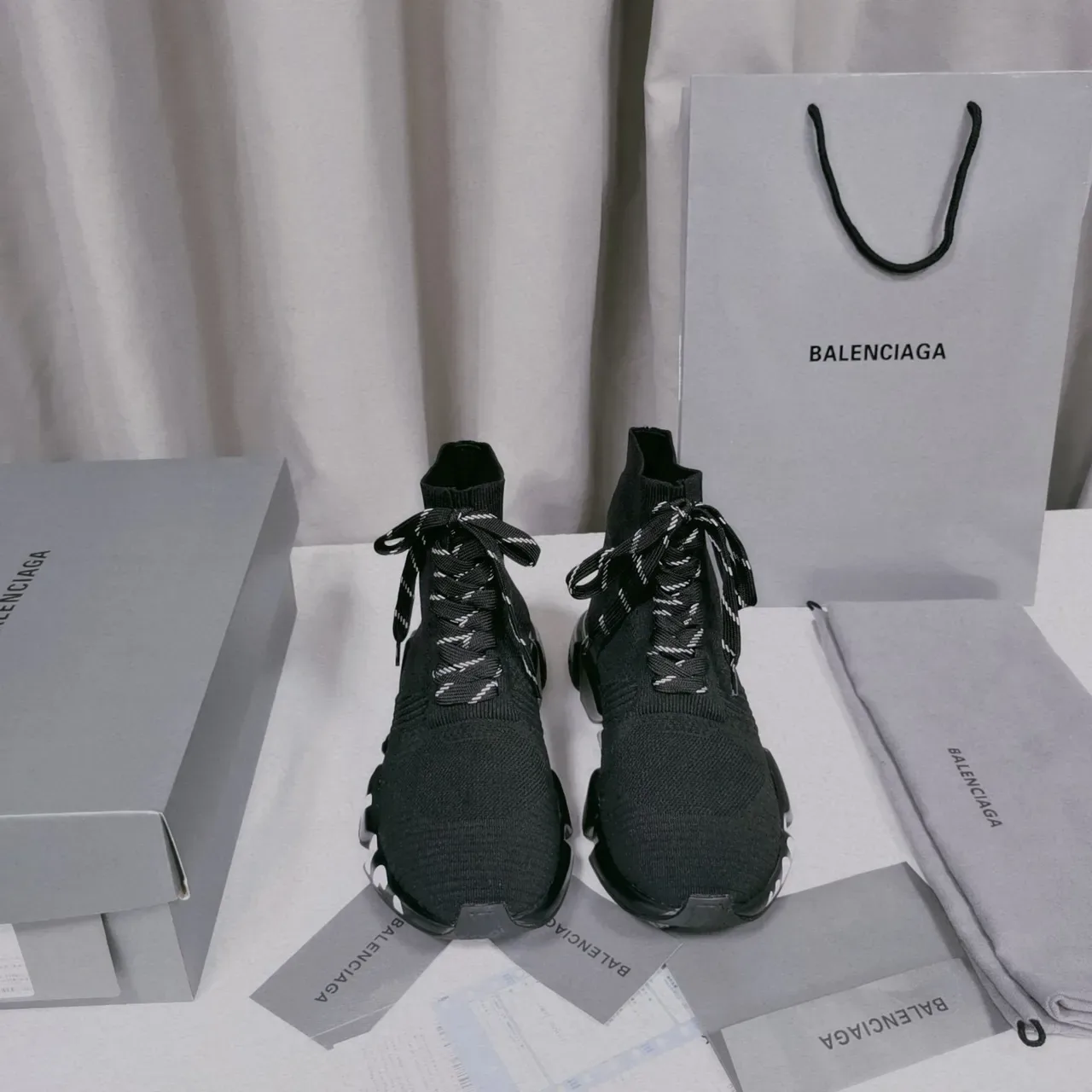 Balenciaga Speed Trainer حذاء رياضي أسود نسيج سميك 7