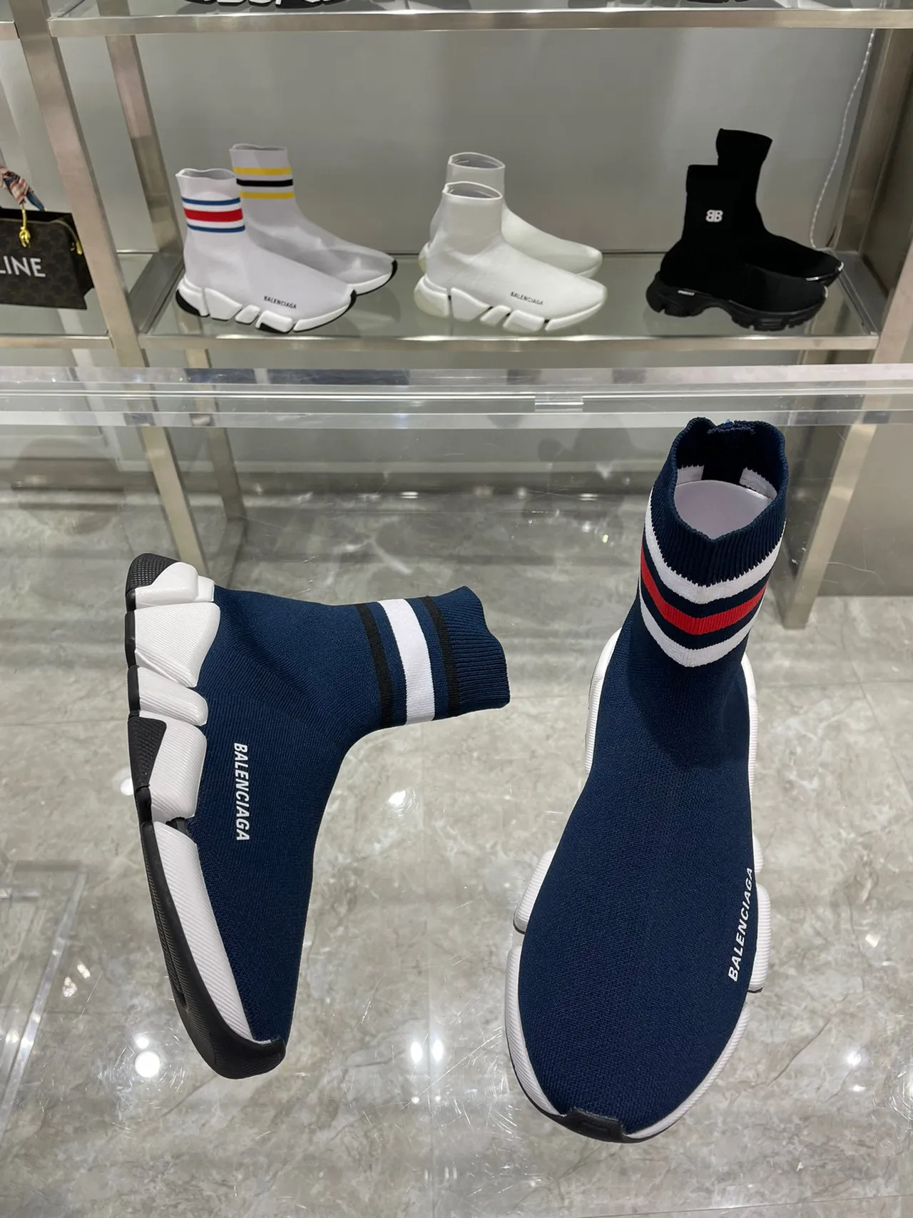 Balenciaga Speed Trainer أزرق بحري Sock-Fit نمط الحياة أحذية رياضية 5