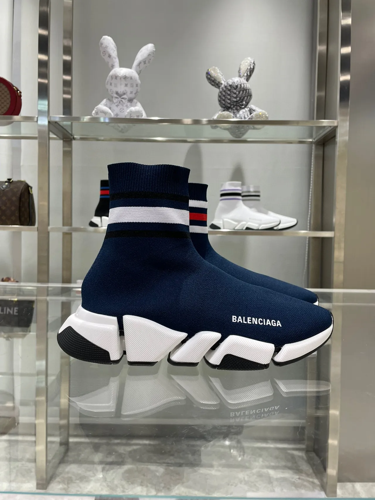 Balenciaga Speed Trainer أزرق بحري Sock-Fit نمط الحياة أحذية رياضية 8