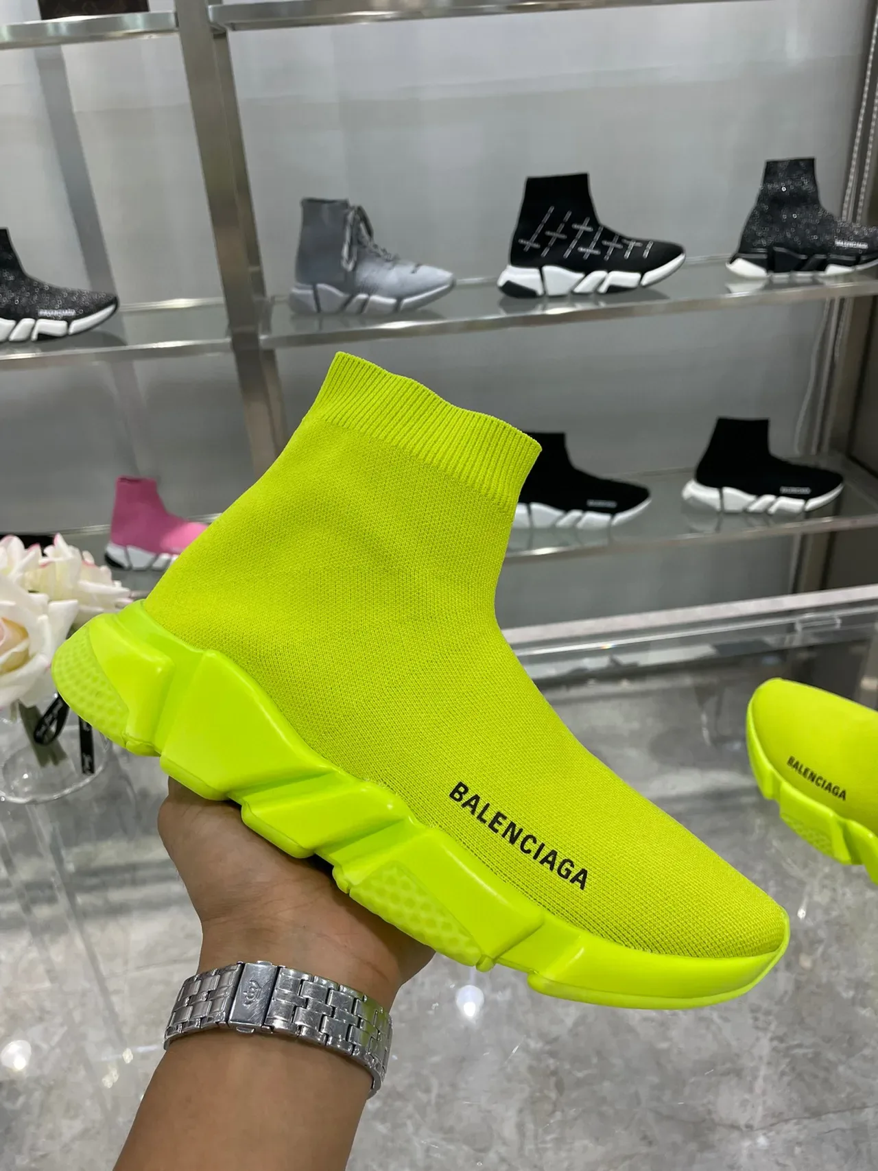 Balenciaga Speed Trainer Neon Yellow লাইফস্টাইল স্নিকার 6