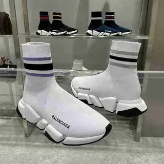 Balenciaga Speed Trainer White Black Purple Sock-Fit حذاء أسلوب حياة