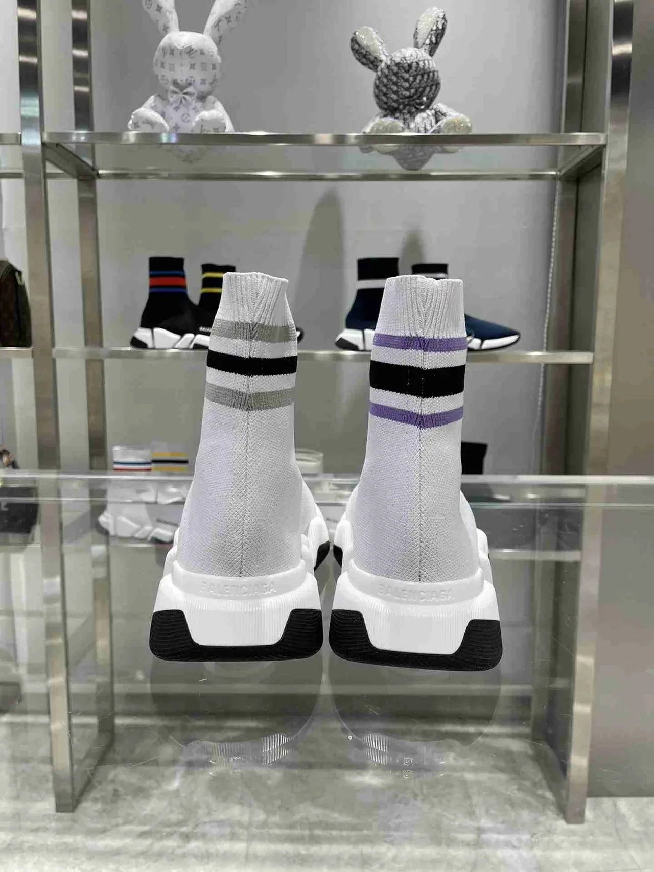 Balenciaga Speed Trainer White Black Purple Sock-Fit sneakers lifestyle 8