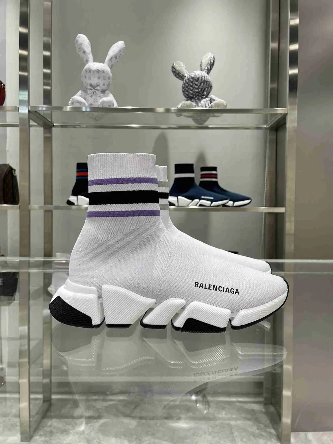 Balenciaga Speed Trainer White Black Purple Sock-Fit sneakers lifestyle 9