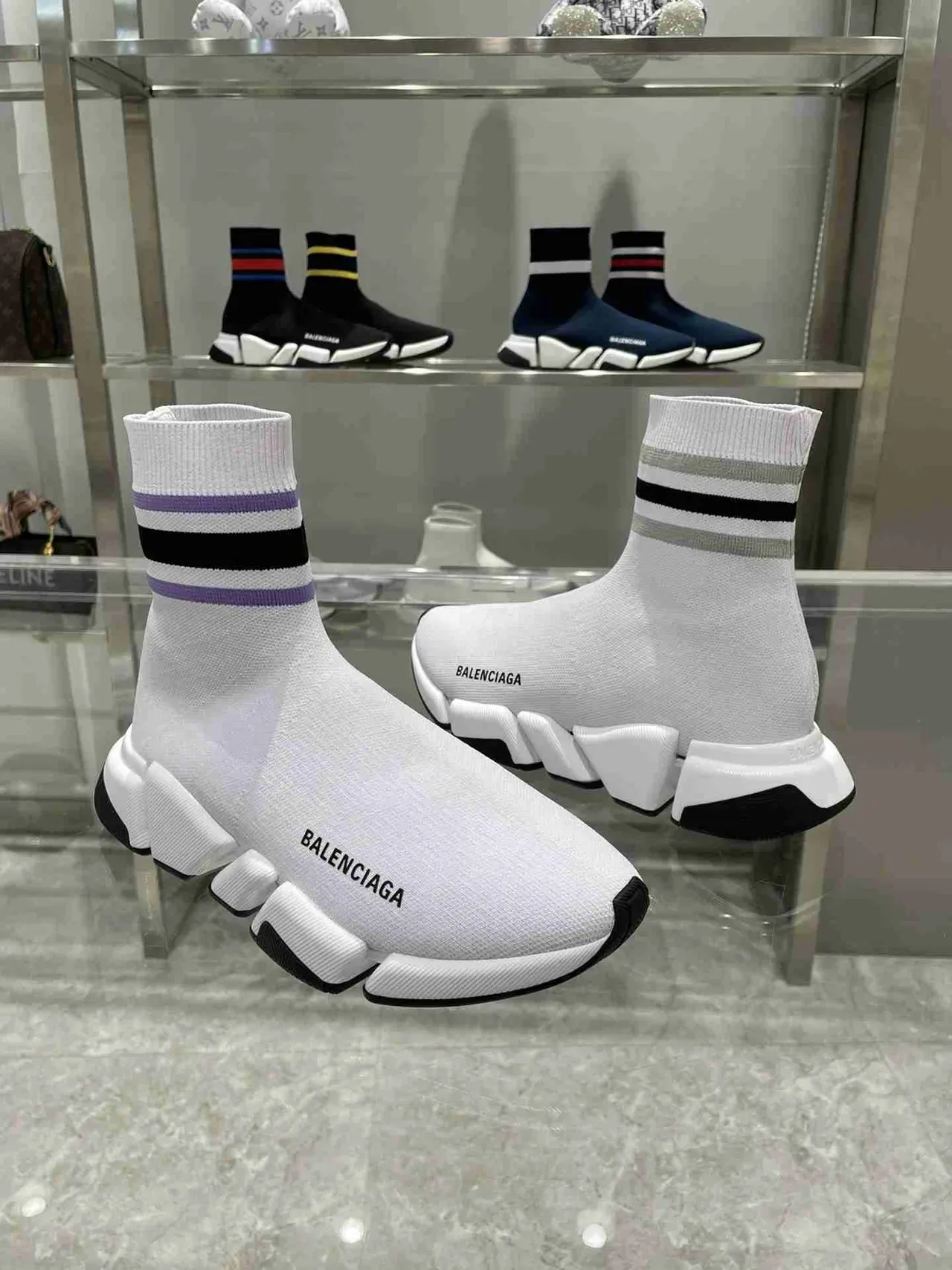 Balenciaga Speed Trainer White Black Purple Sock-Fit sneakers lifestyle 10