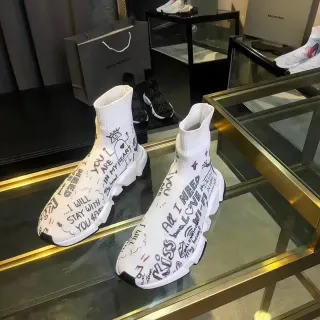Balenciaga Speed Trainer সাদা Graffiti-Print लाइफस्टाइल स्नीकर