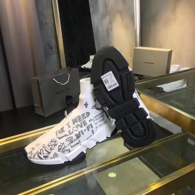Balenciaga Speed Trainer সাদা Graffiti-Print लाइफस्टाइल स्नीकर 3