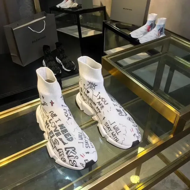 Balenciaga Speed Trainer সাদা Graffiti-Print लाइफस्टाइल स्नीकर 5