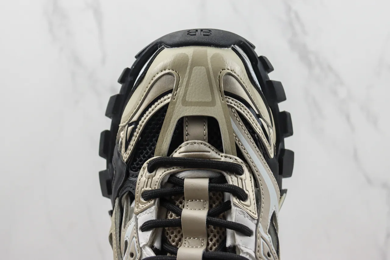 Balenciaga Track Trainer Tênis Chunky Bege e Preto 6