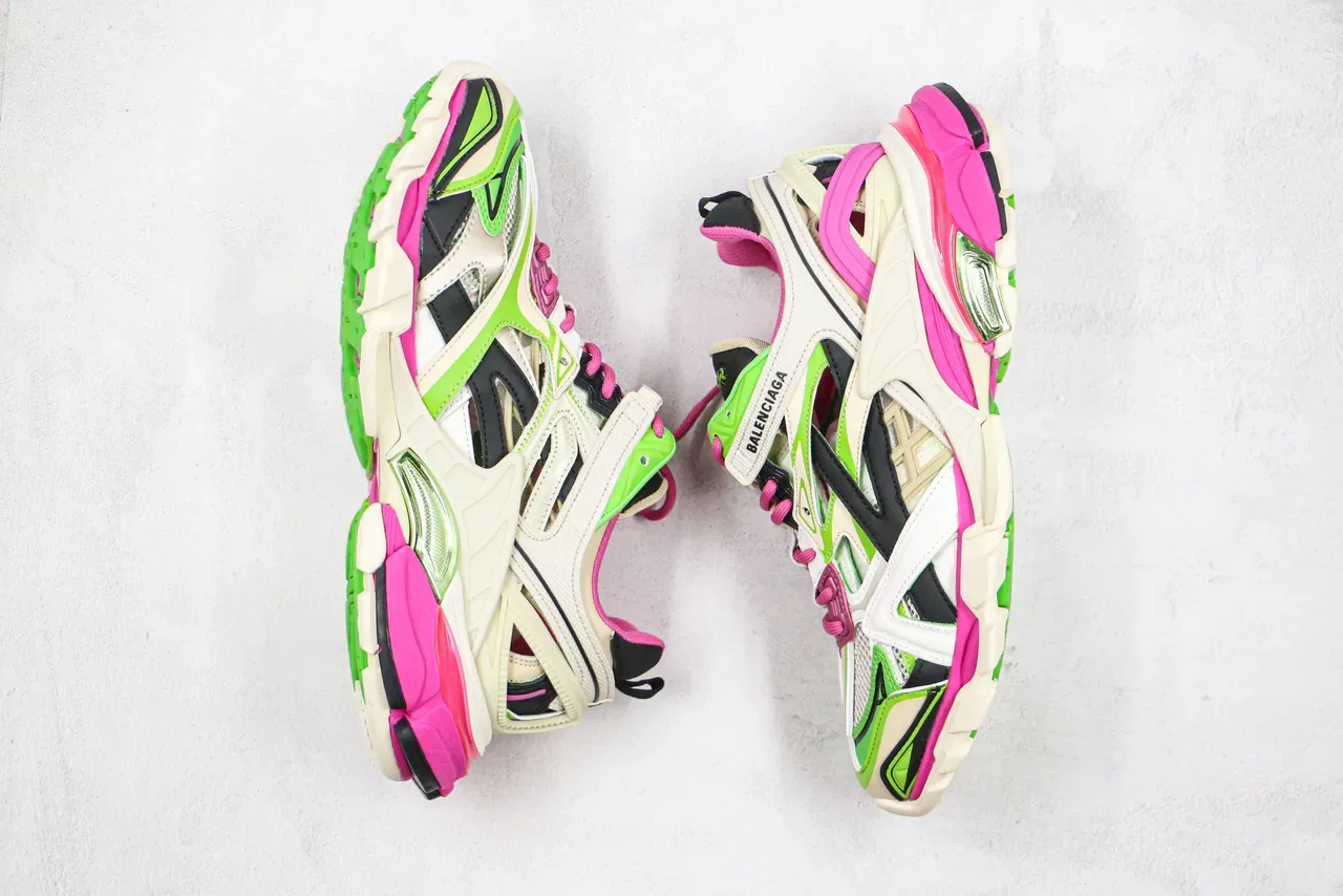 Balenciaga Track Trainer Sneakers Chunky Rose Néon et Vert 3
