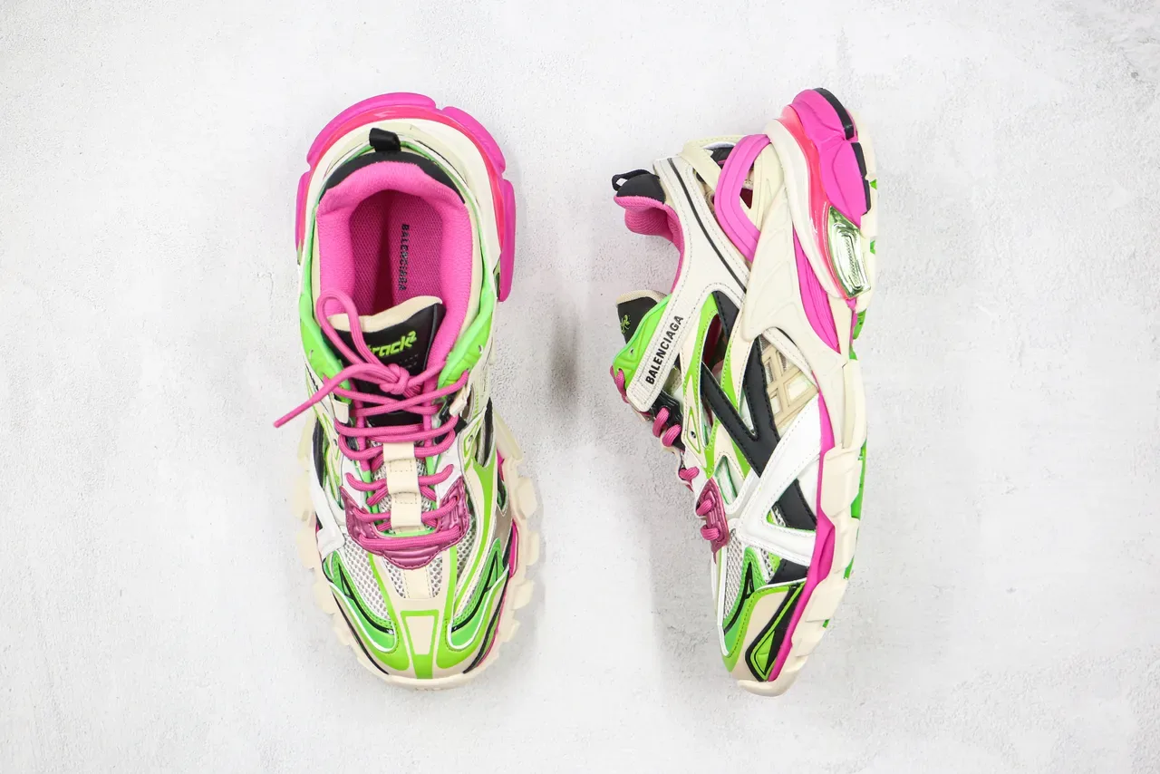 Balenciaga Track Trainer Sneakers Chunky Rose Néon et Vert 4