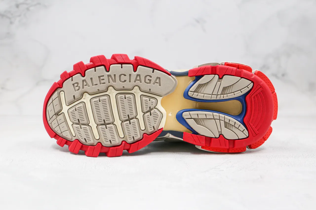 Balenciaga Track Trainer Off-White Blue Red tênis com sola grossa 2