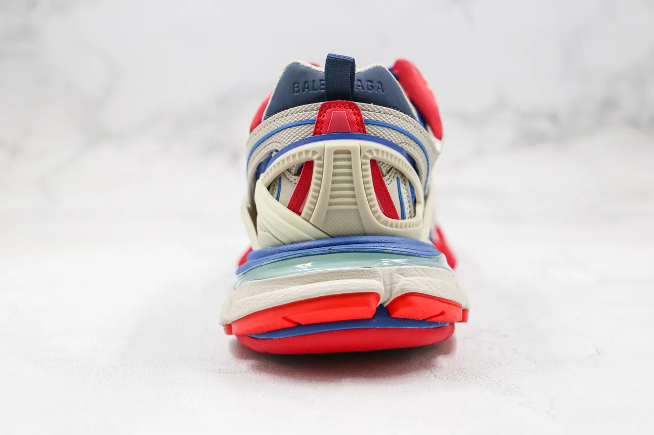 Balenciaga Track Trainer Off-White Blue Red tênis com sola grossa 3