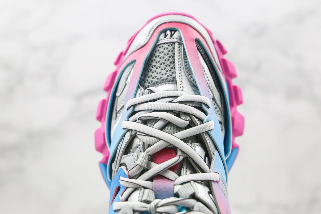 Balenciaga Track Trainer Pink and Cyan Gradient Chunky Sneakers 5