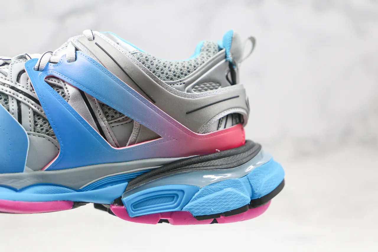 Balenciaga Track Trainer Pink and Cyan Gradient Chunky Sneakers 6