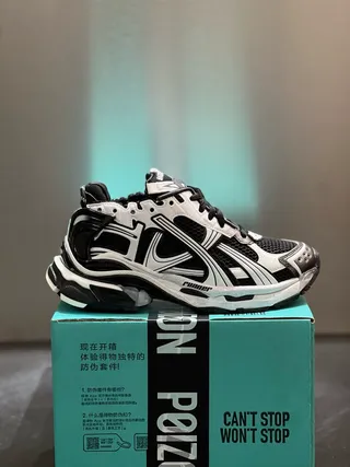 Balenciaga Track Trainer أحذية رياضية سميكة بيضاء وسوداء 3