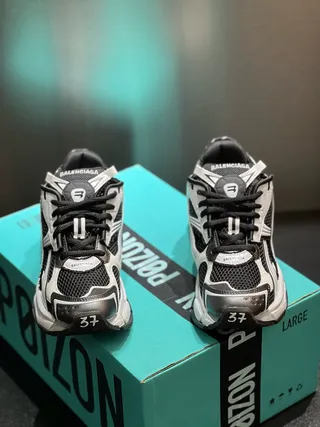 Balenciaga Track Trainer أحذية رياضية سميكة بيضاء وسوداء 6