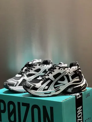 Balenciaga Track Trainer أحذية رياضية سميكة بيضاء وسوداء 9