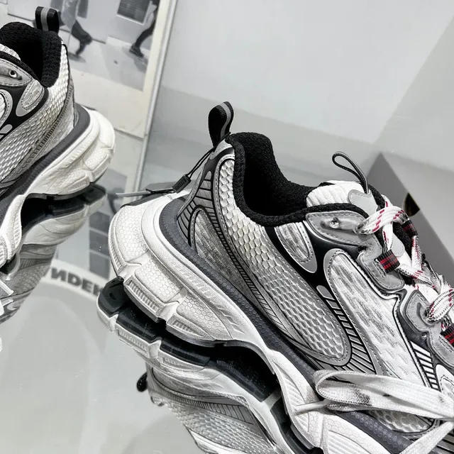 Balenciaga Track Trainer حذاء رياضي أبيض رمادي أسود سميك 4