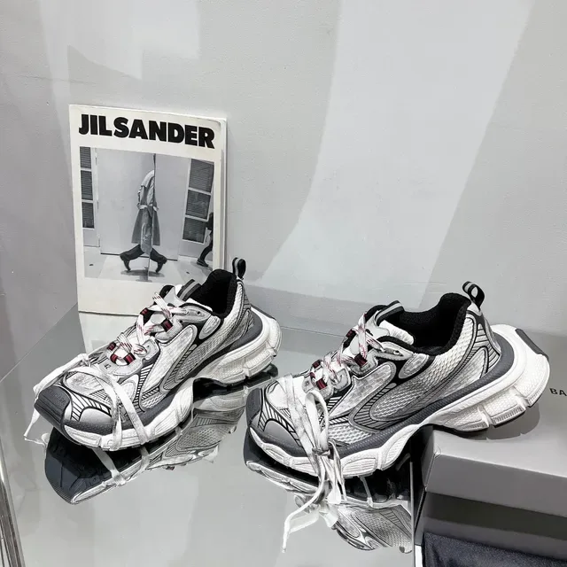 Balenciaga Track Trainer حذاء رياضي أبيض رمادي أسود سميك 6