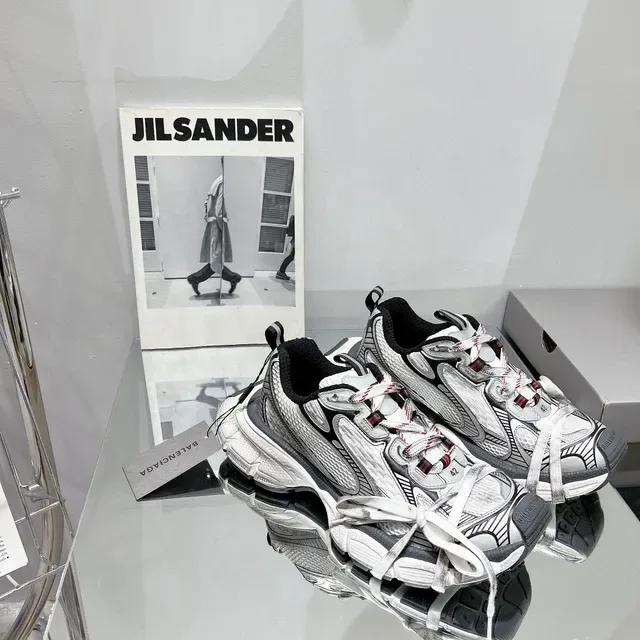 Balenciaga Track Trainer حذاء رياضي أبيض رمادي أسود سميك 8